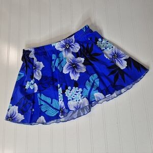 Classics by Jantzen Tropical Floral Blue Women's Swim Skirt Vintage